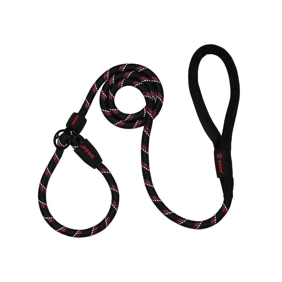 DOCO® Reflective Rope Slip Dog Leash w/Black Nylon Handle