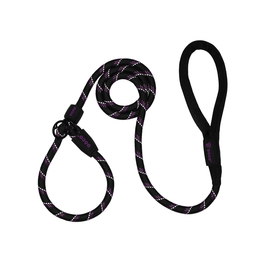 DOCO® Reflective Rope Slip Dog Leash w/Black Nylon Handle