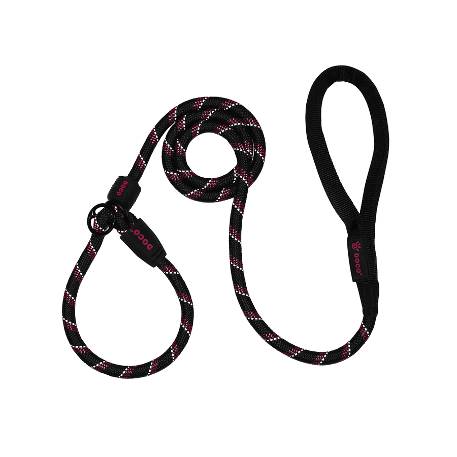 DOCO® Reflective Rope Slip Dog Leash w/Black Nylon Handle