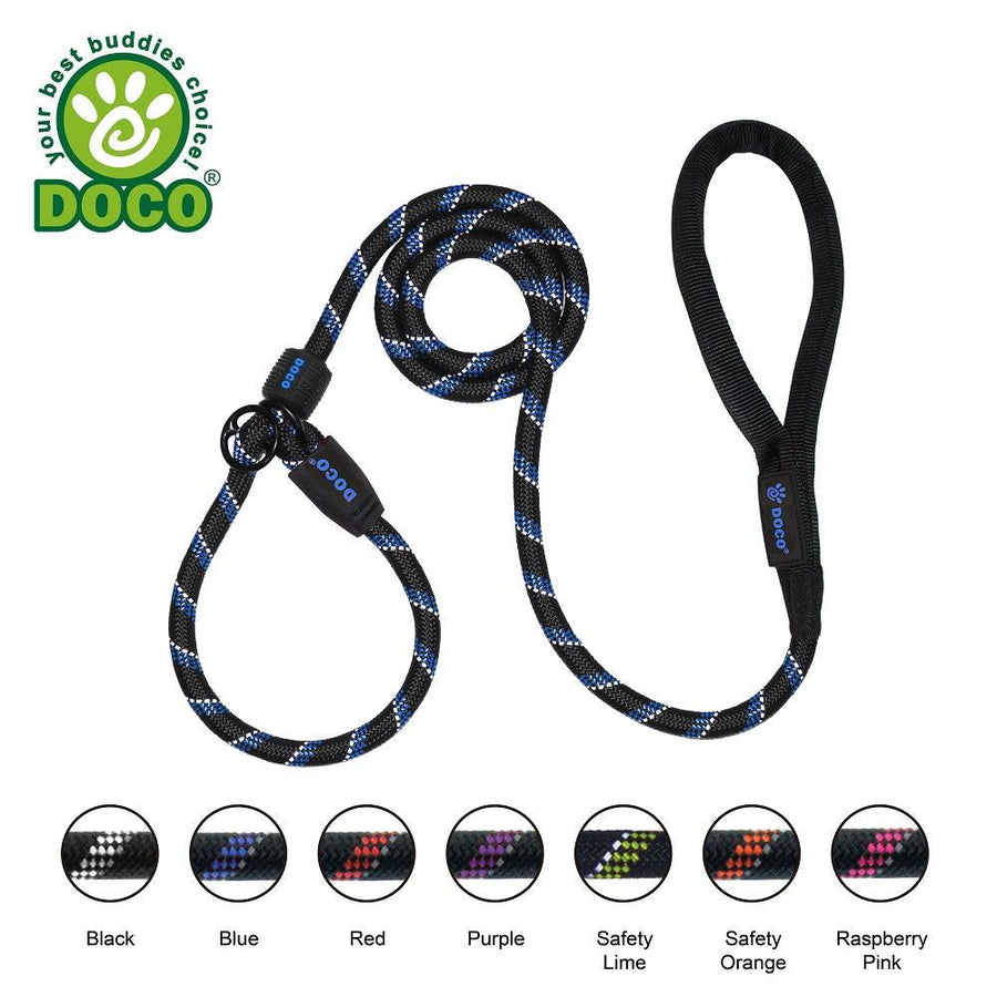 DOCO® Reflective Rope Slip Dog Leash w/Black Nylon Handle