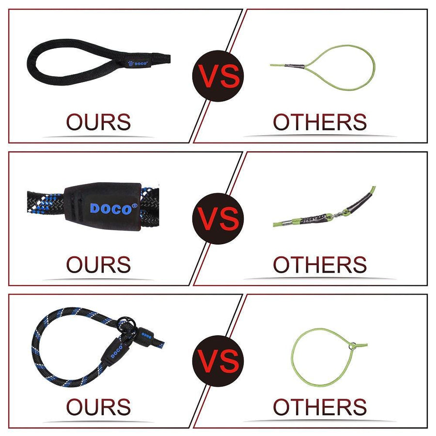 DOCO® Reflective Rope Slip Dog Leash w/Black Nylon Handle