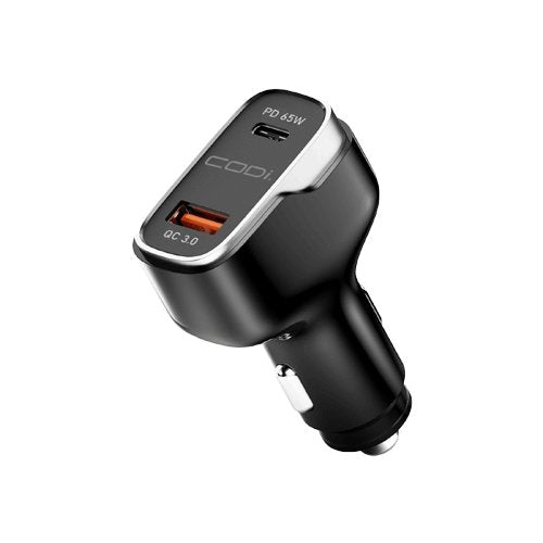 65W Dual Port Car Charger, USB-A & USB-C Outputs