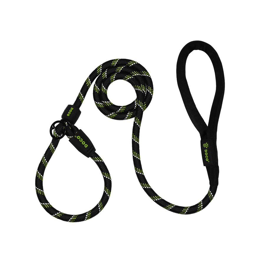 DOCO® Reflective Rope Slip Dog Leash w/Black Nylon Handle